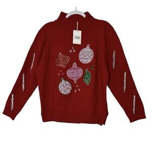 GRACE EMMA Christmas Sweatshirt Women's‎ XL Holidays Ugly Sweater Ornaments New